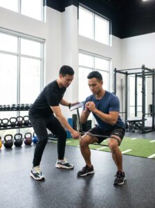 Patient working with a provider at a performance physical therapy clinic in Torrance