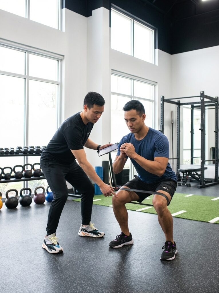 Patient working with a provider at a performance physical therapy clinic in Torrance