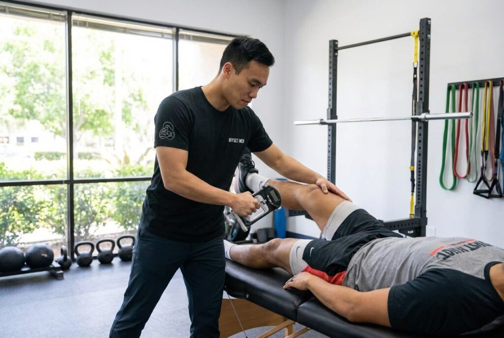 Patient working with a provider at a performance physical therapy clinic in Torrance